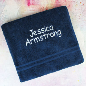 Personalised Girls Navy Swimming Towel