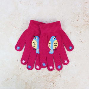 Kids Pink Bird Gloves