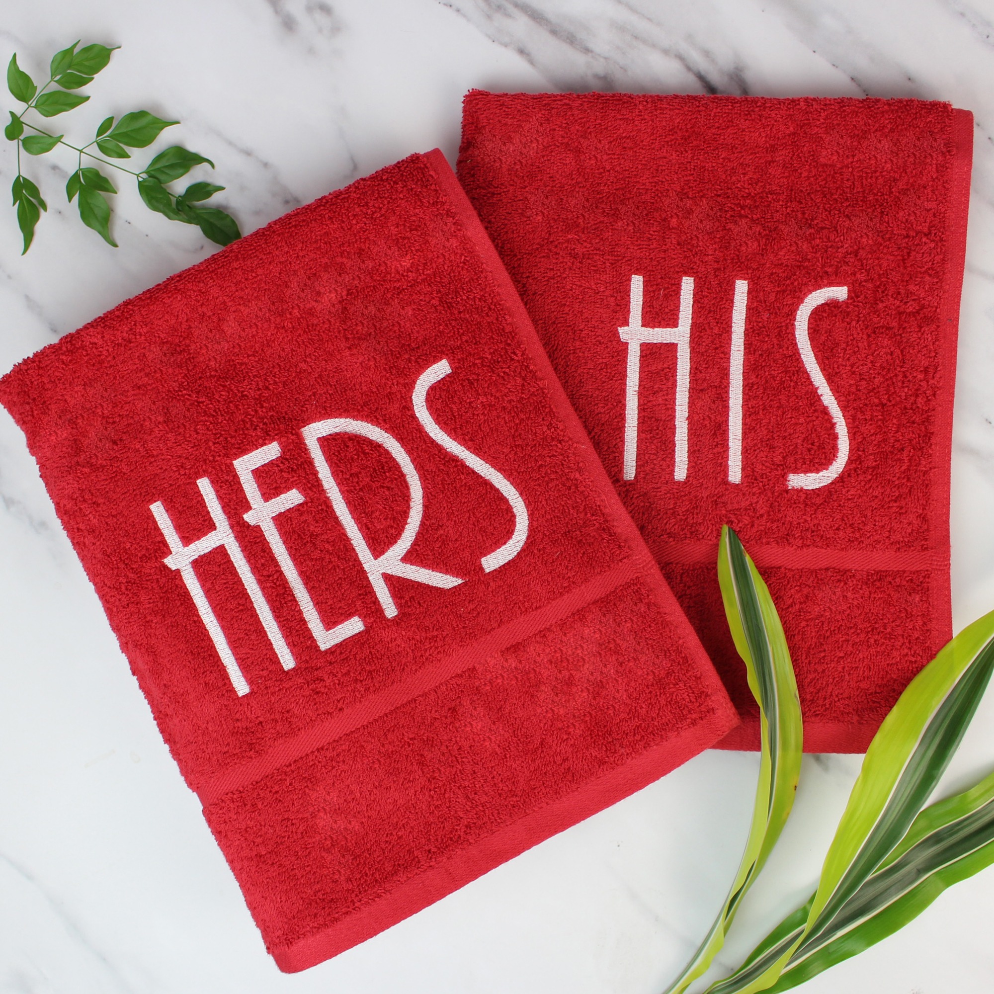 Embroidered His & Hers Hand Towels 