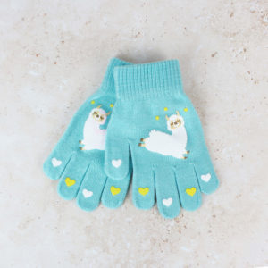 Kids Turquoise Llama Gloves