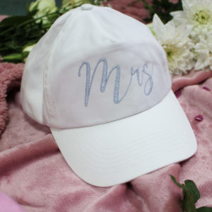 White Bridal Mrs Wedding Baseball Cap