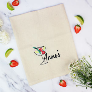 Personalised Natural Fruity Gin Glass Tea Towel