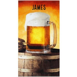 Personalised Embroidered Beer Tankard & Barrel Beach Towel