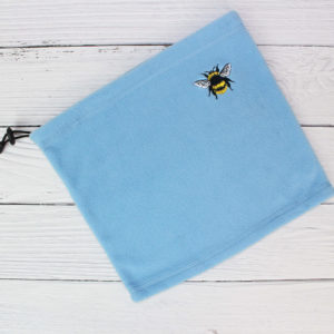 Embroidered Bumblebee Fleece Snood Scarf with Adjustable Toggle
