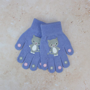 Kids Lilac Kitty Gloves