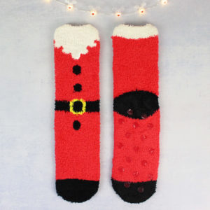 Festive Santa Fluffy Bed Socks
