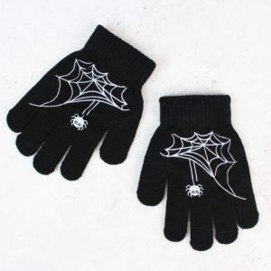 Kids Spider Web Design Black Gloves
