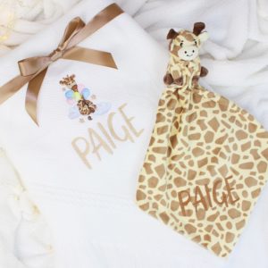 Personalised Giraffe Shawl Blanket & Baby Comforter