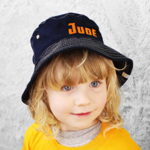 Personalised Kid's Navy Superhero Style Bucket Hat