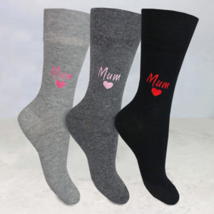 Mum Heart Grey and Black Mix Socks (3 Pair Pack)