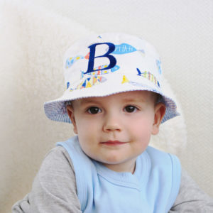 Personalised Baby Boy's Fishes Bucket Sun Hat