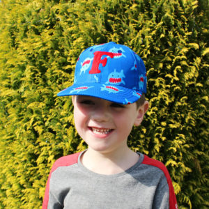 Boy's Personalised Blue Shark Print Sun Baseball Cap (3-6 Years)