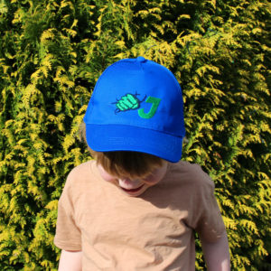 Personalised Kids Superhero Punch Initial Design Baseball Cap