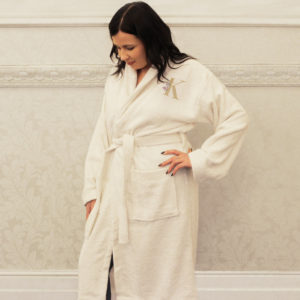 Women's Personalised Embroidered Cream Dressing Gown