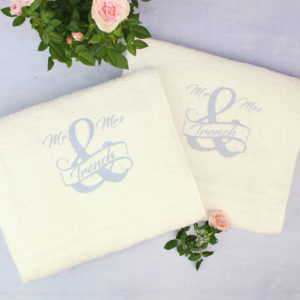 Personalised Mr & Mrs Wedding Bath Towels Gift Set