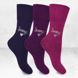 Personalised Purple Heart Comfort Grip Socks (3 Pair Pack)