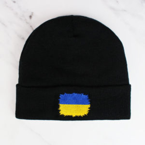 Men's Ukraine Flag Thermal Sports Black Beanie Hat