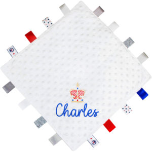 Personalised Embroidered Union Jack Crown Baby Comforter