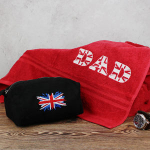 DAD Union Jack Themed Wash Bag & Bath Towel Gift Set