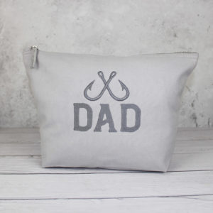 Personalised Fishing Grey Cotton Wash Bag
