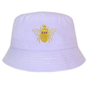 Gold Bee with Crown Embroidered Bucket Style Sun Hat