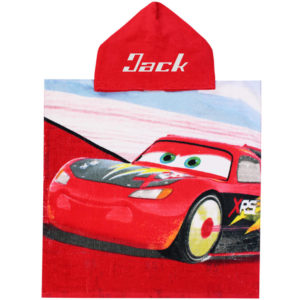 Personalised Disney Cars Lightning McQueen Hooded Poncho Towel