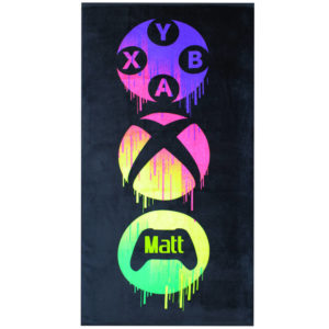 Personalised Xbox Black & Neon Beach Towel