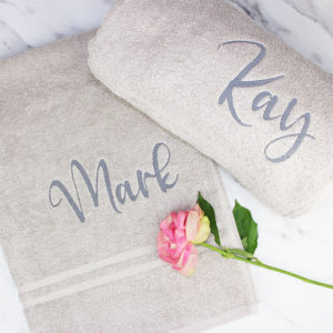 Personalised His & Hers Bath Towels Gift Set