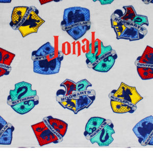 Personalised Embroidered Harry Potter Hogwarts Shields Fleece Blanket