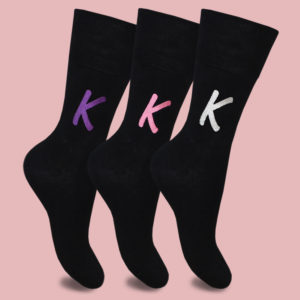 Women’s Personalised Initial Black Contrast Socks (3 Pair Pack)