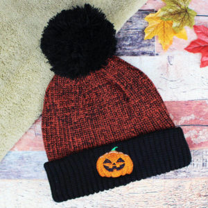 Children's Halloween Pumpkin Burnt Orange Bobble Hat (4-10 Years)