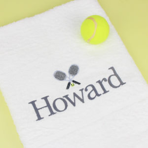 Personalised White Cotton Embroidered Tennis Towel