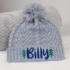 Personalised Kids Scandi Style Cable Bobble Hat