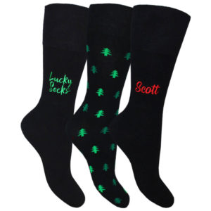 Personalised Men's Festive Christmas Gift Socks (3 Pair Pack) - Christmas Trees
