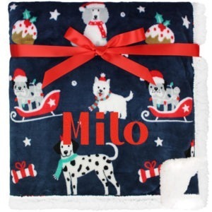 Personalised Sherpa Fleece Christmas Dog Blanket