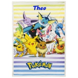 Personalised Pokémon Stripy Sherpa Fleece Blanket