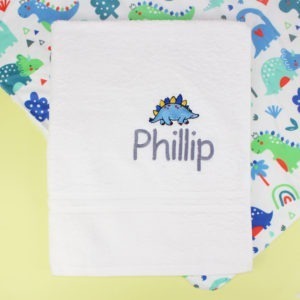 Personalised Stegosaurus White Towel