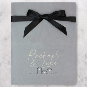 Personalised Valentine's Hearts Grey Tea Towel