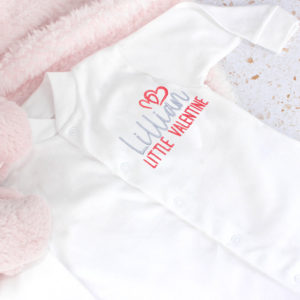 Personalised Embroidered Valentine White Baby Grow