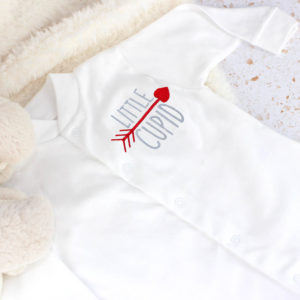 Little Cupid Valentines Embroidered Baby Grow