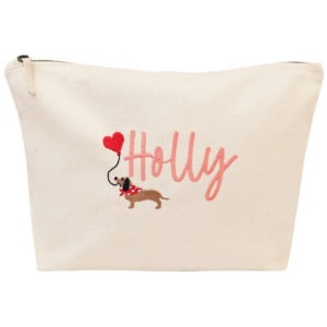 Personalised Dachshund Cream Wash Bag