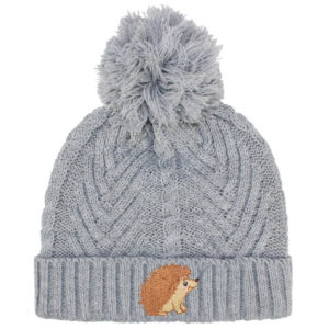 Embroidered Hedgehog Cable Bobble Hat (2-5 Years)