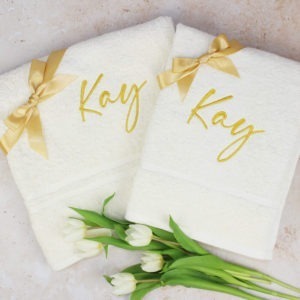 Personalised Cream & Gold Towel Gift