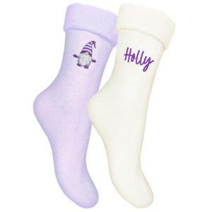 Personalised Embroidered Gonk Bed Socks (2 Pairs)