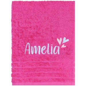 Personalised Pink Hearts Bath Towel