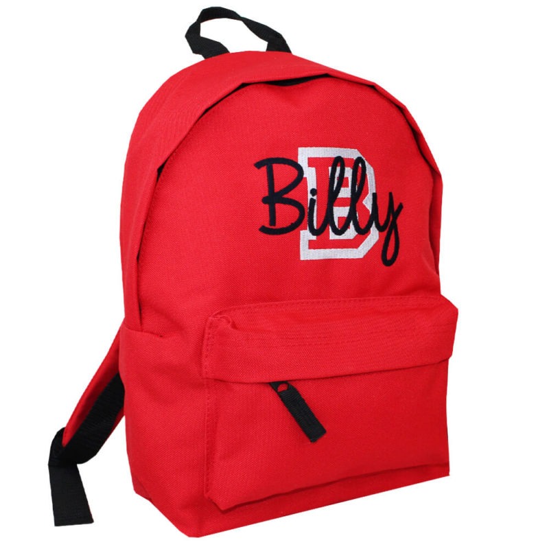 Personalised Embroidered Nursery or Preschool Red Backpack TeddyT's