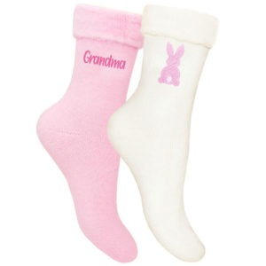 Personalised Embroidered Bunny Gift Bed Socks (2 Pair Pack)