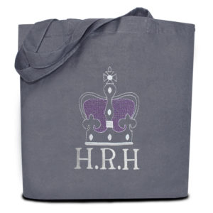 Personalised Coronation Crown Embroidered Cotton Tote Bag - Grey & Silver