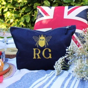 Personalised Gold Bee Crown Cosmetic Toiletry Bag