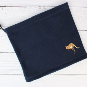 Embroidered Kangaroo Thermal Fleece Navy Snood